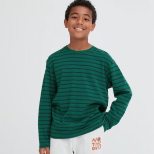 Лонгслив Kids Soft Brushed Cotton, зеленый Uniqlo