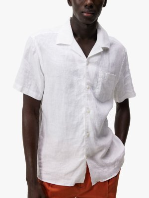 Льняная рубашка с короткими рукавами J.Lindeberg, белая J.LINDEBERG