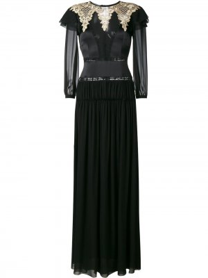 Длинное платье с вышивкой Alberta Ferretti. Цвет: черный