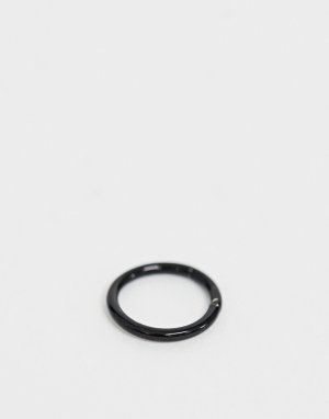 Черное кольцо для носа DesignB London. Цвет: черный