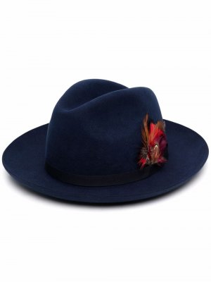 Шляпа-федора с перьями PAUL SMITH. Цвет: синий