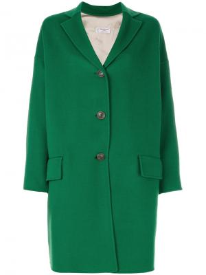 Пальто на пуговицах с карманами клапанами Alberto Biani. Цвет: зелёный