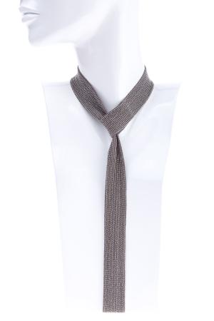 Колье-галстук с вышивкой серебристыми бусинами BRUNELLO CUCINELLI