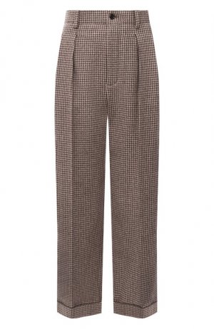 Шерстяные брюки Saint Laurent. Цвет: коричневый