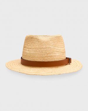 Мужская соломенная шляпа-панама с кожаным ремешком Loro Piana