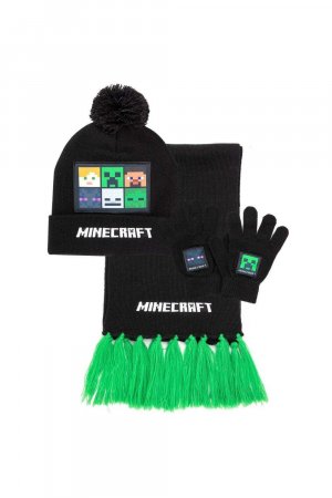 Набор перчаток и шарфа в виде шляпы с персонажами , черный Minecraft