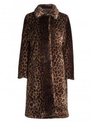 Пальто из искусственного меха с леопардовым принтом Donna Karan New York