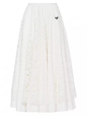 Кружевная юбка-миди , белый Prada