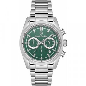 Наручные часы , серебряный, зеленый SERGIO TACCHINI. Цвет: серебристый/серый/зеленый