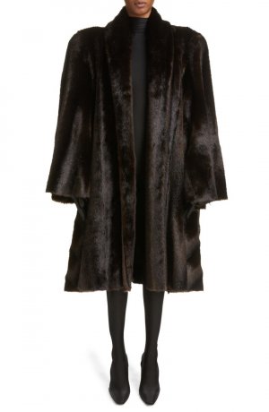 Пальто А-силуэта из искусственного меха BALENCIAGA, темно/коричневый Balenciaga