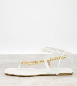 Белые сандалии с декоративными цепочками -Белый Glamorous Wide Fit