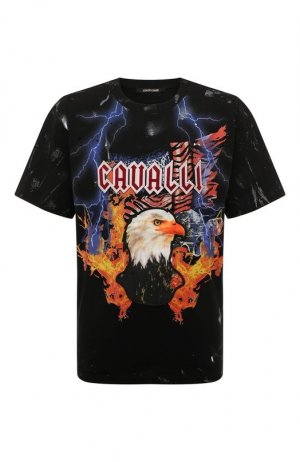 Хлопковая футболка Roberto Cavalli. Цвет: чёрный