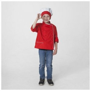 Детский карнавальный костюм Шеф-повар, колпак, куртка, 4-6 лет, рост 110-122 см Romanoff. Цвет: белый/красный