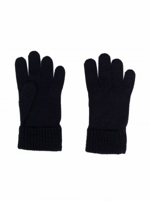Трикотажные перчатки с нашивкой-логотипом Moncler Enfant. Цвет: синий