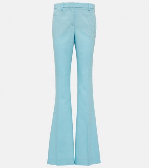 Расклешенные шерстяные брюки Allover VERSACE, синий Versace