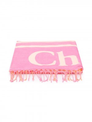 Полосатое полотенце с логотипом Chloé Kids. Цвет: розовый