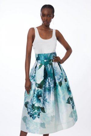 Макси-юбка для выпускного с цветочным принтом Garden , зеленый Karen Millen