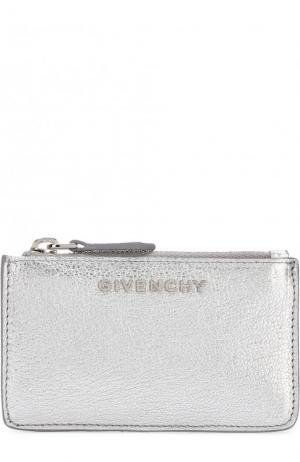 Футляр для ключей из металлизированной кожи Givenchy. Цвет: серебряный