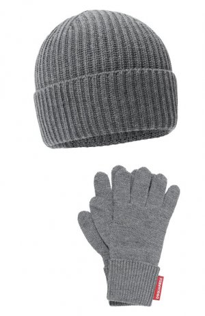 Комплект из шапки и перчаток Dsquared2. Цвет: серый