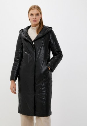 Куртка кожаная утепленная Winterra. Цвет: черный