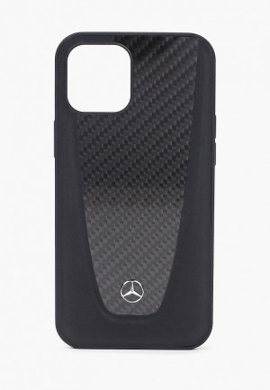 Чехол для iPhone Mercedes-Benz 12 Pro Max (6.7), Dynamic Genuine leather & Real cabon Black. Цвет: черный