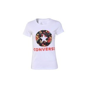 Floral Print Short Sleeve T-Shirt Women Tops White 10017396-A02 Converse