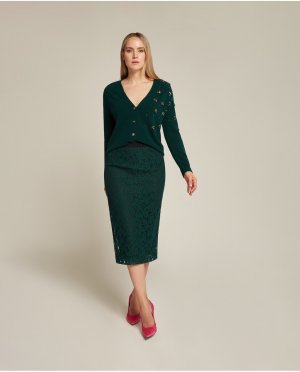 Кружевная юбка миди , зеленый Elena Mirò