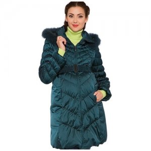 Пальто-пуховик, размер 42, изумруд Свит Мама. Цвет: зеленый