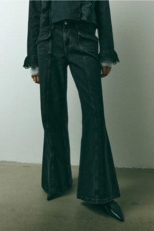 Широкие обычные джинсы , черный H&M