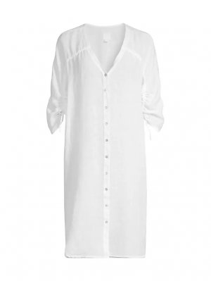 Льняное платье-миди , белый 120% Lino
