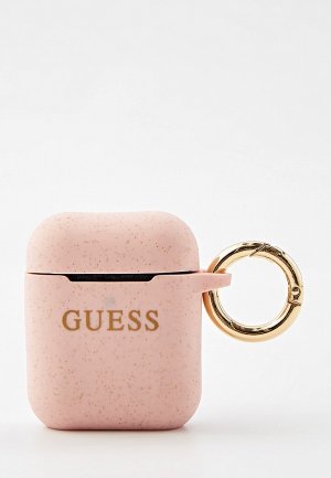 Чехол для наушников Guess Airpods Silicone case with ring Glitter/Light pink. Цвет: розовый