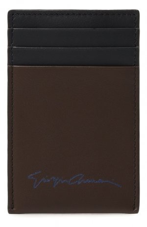 Кожаный футляр для кредитных карт Giorgio Armani. Цвет: коричневый