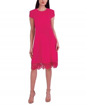 Женское расклешенное платье без рукавов с круглым вырезом , розовый Donna Ricco