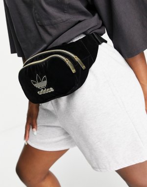 Черная бархатная сумка-кошелек на пояс Adicolor-Черный цвет adidas Originals