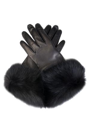 Кожаные перчатки с мехом ETRO. Цвет: черный
