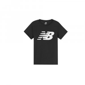 Вязаная простая классическая футболка с коротким рукавом, женские топы, черные WT01852-BK New Balance
