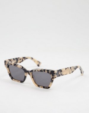 Солнцезащитные очки «кошачий глаз» с оправой из ацетата молочного цвета черепаховым дизайном -Коричневый цвет ASOS DESIGN