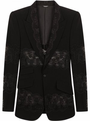 Пиджак с кружевной вставкой Dolce & Gabbana. Цвет: черный