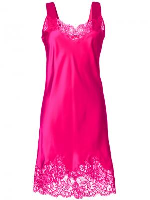 Платье-комбинация с кружевной отделкой Givenchy. Цвет: розовый и фиолетовый