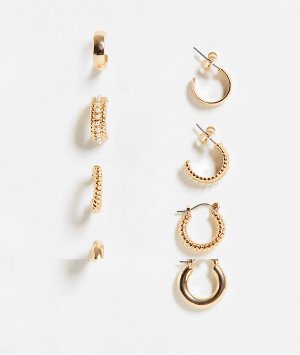 Золотистый набор из 4 пар серег-колец Bridget Monki