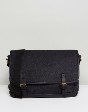 Темно-серый портфель ASOS. Цвет: серый
