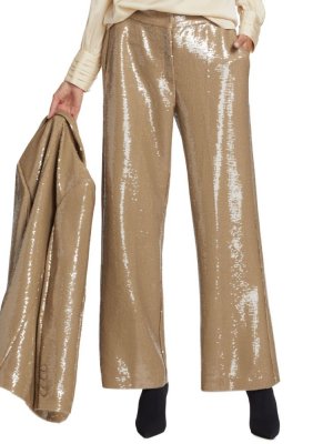 Широкие костюмные брюки с пайетками Holly , цвет Nude Sequin Elie Tahari