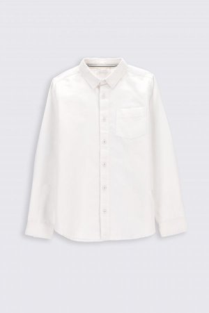 Рубашка с длинным рукавом белая однотонная карманом Coccodrillo
