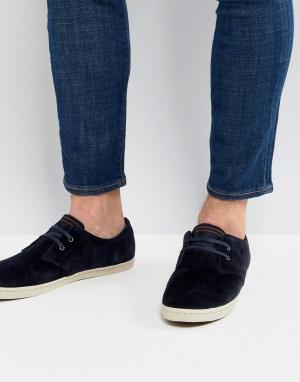 Темно-синие низкие замшевые туфли Byron Fred Perry. Цвет: темно-синий