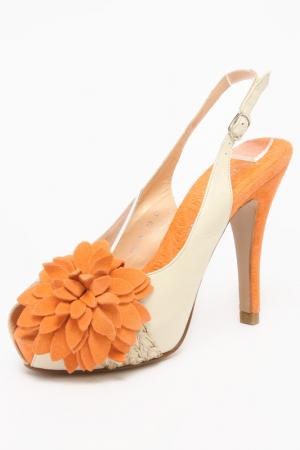 Туфли открытые REBECA SANVER. Цвет: светло-бежевый, оранжевый