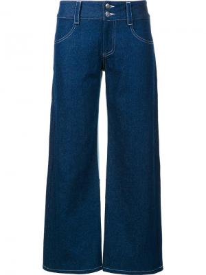 Укороченные широкие джинсы Sandy Liang. Цвет: синий