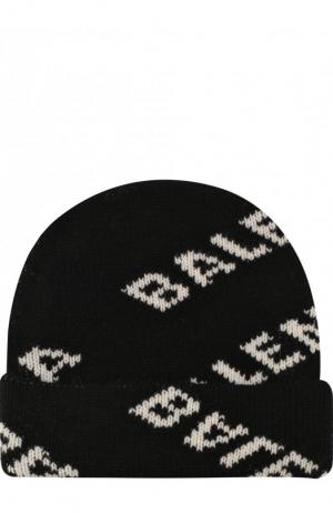 Шерстяная шапка с логотипом бренда Balenciaga. Цвет: черный