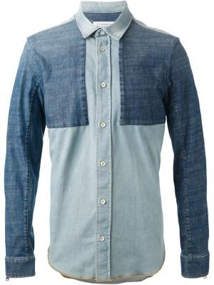 Джинсовая рубашка с панельным дизайном Maison Margiela. Цвет: синий