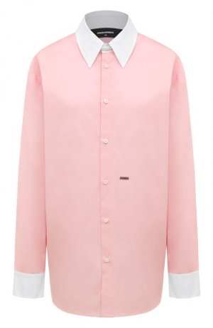 Хлопковая рубашка Dsquared2. Цвет: розовый