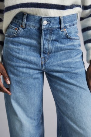 Широкие джинсы с заниженной талией , синий H&M